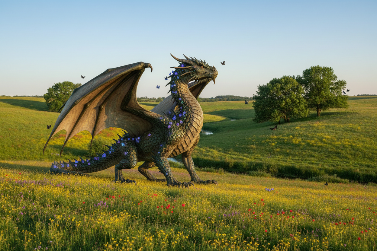 Drago maestoso in un paesaggio sereno